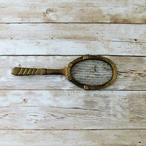 Vintage Novelty Brass Figurine Paperweight - Badminton Tennis Racket